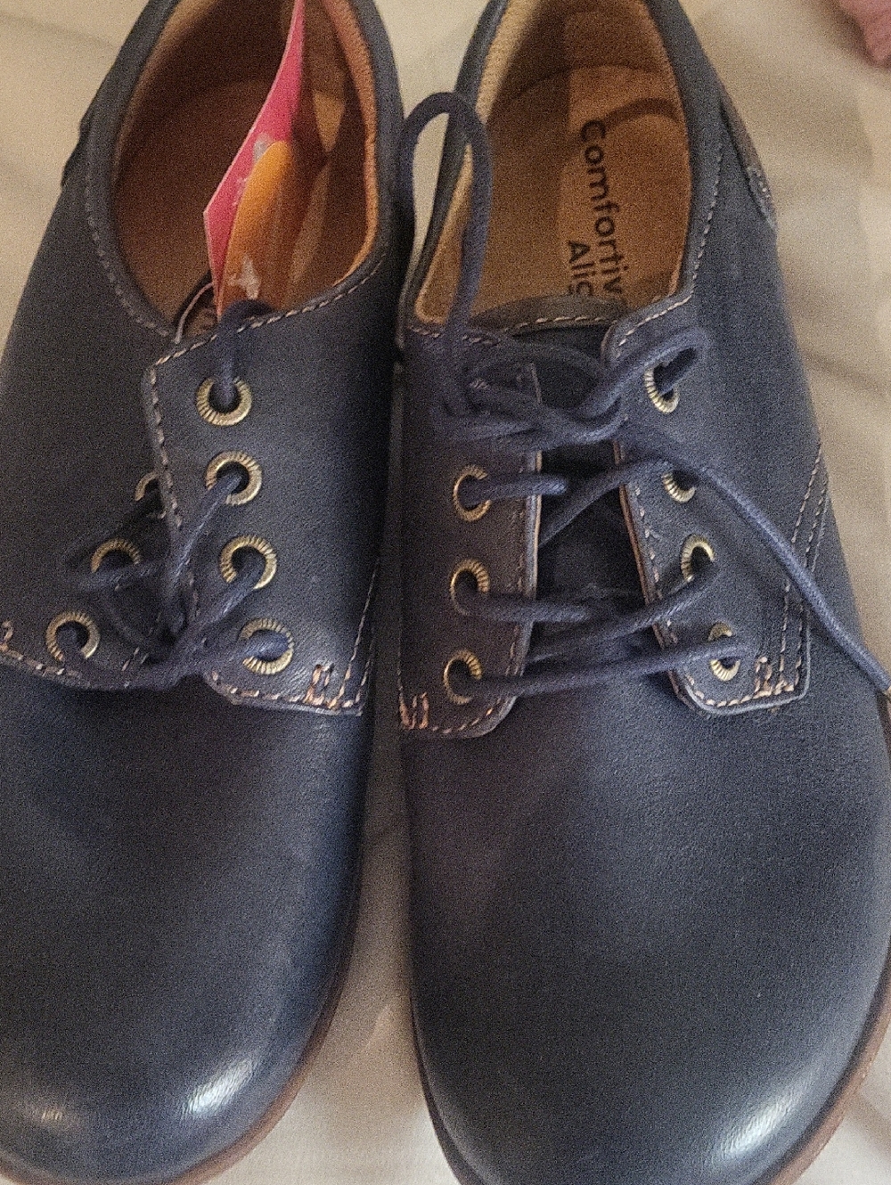 Comfortiva Navy Blue Lace-Up Derby Shoes